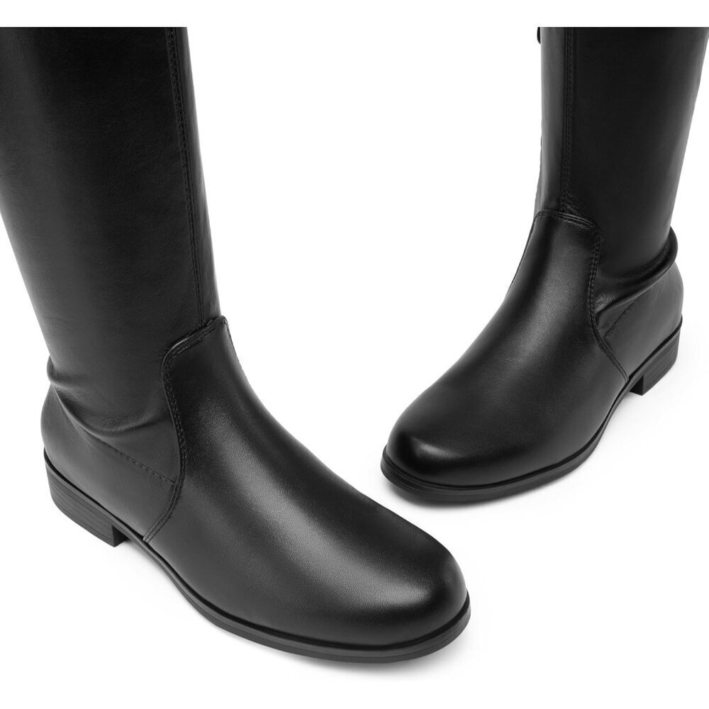 🆕Women's Black-pu Thigh High Low Block Heel Casual Fashion Over the Knee Boots - Picture 5 of 8